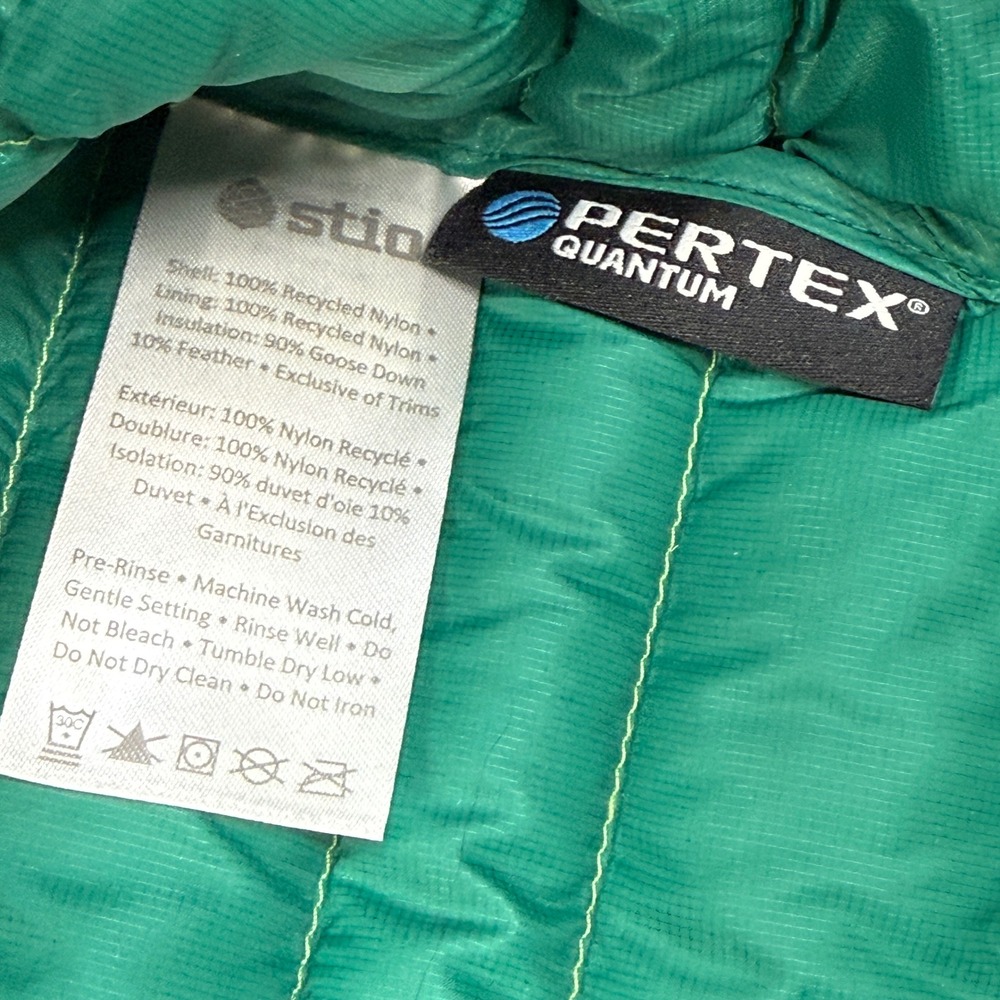 Stio Men Pinion Down Pullover 800 FP Hooded Jacket Green Tender Shoot MEDIUM NWT - Picture 8 of 9